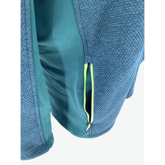 Spyder Full-Zip Mens Green Textured Fleece Jacket Neon Accents & Pockets Size XL - Picture 3 of 8